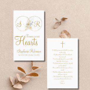 Forever in Our Hearts Monogram Funeral Prayer Card