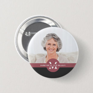 Forever In Our Hearts Monogram Photo Memorial 6 Cm Round Badge