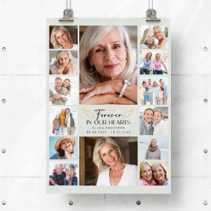 Forever in Our Hearts Multi Photo Collage Memorial Poster