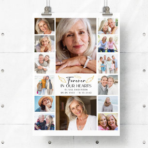 Forever in Our Hearts Multi Photo Collage Memorial Poster