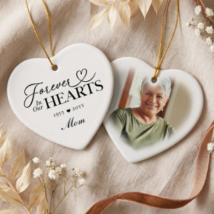 Forever in Our Hearts Mum Heart Photo Memorial Ceramic Ornament