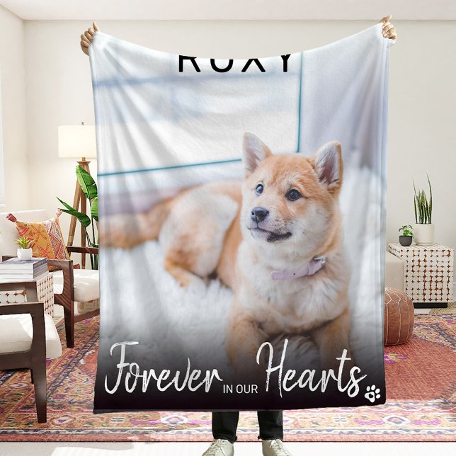 Forever in our Hearts Name Pet Loss Memorial Fleece Blanket (Creator Uploaded)