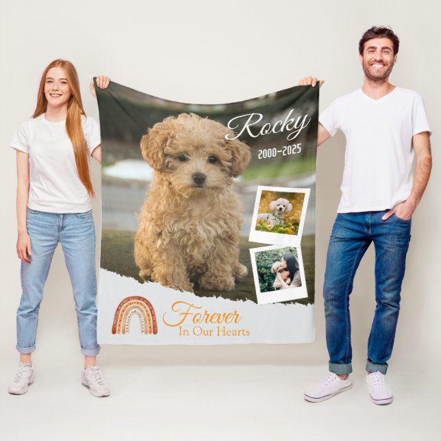 Forever in Our Hearts Personalised Dog Memorial  Fleece Blanket (In Situ)