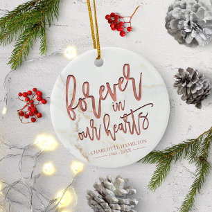 Forever In Our Hearts Personalised Photo Memorial Ceramic Ornament