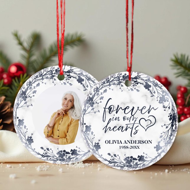 Forever In Our Hearts Personalised Photo Memorial Ceramic Ornament (Creator Uploaded)