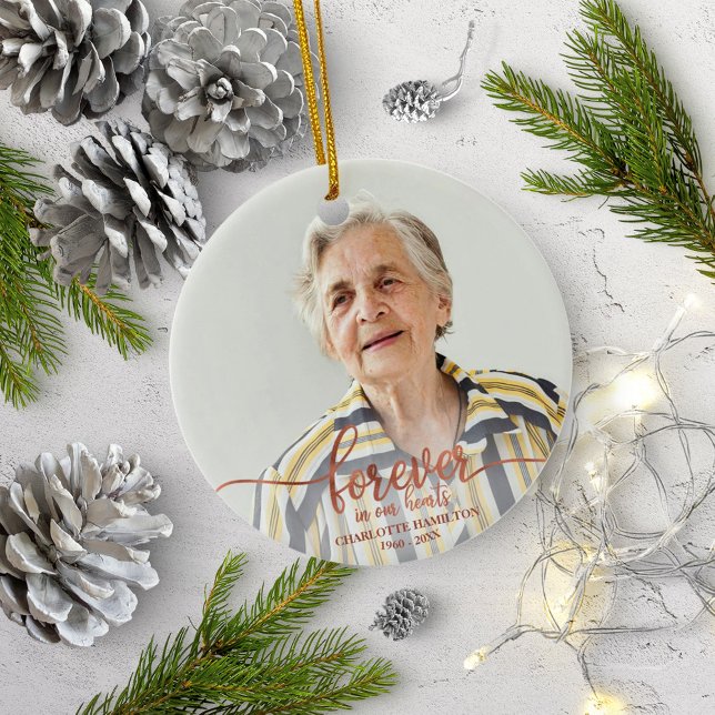 Forever In Our Hearts Personalised Photo Memorial Ceramic Ornament (Creator Uploaded)