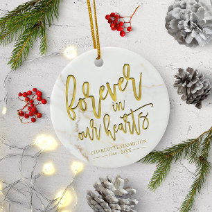 Forever In Our Hearts Personalized Photo Memorial Ceramic Ornament