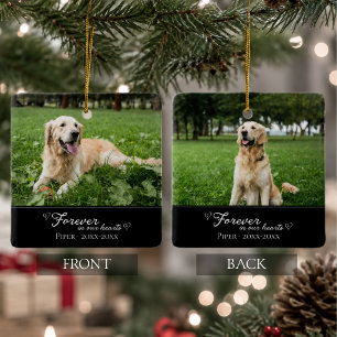 Forever in our Hearts Pet Dog Memorial 2 Photo Ceramic Ornament