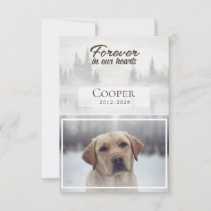 Forever in our hearts Pet memorial custom Thank You Card