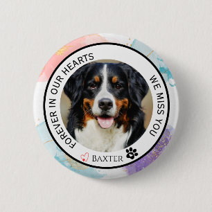 Forever in Our Hearts Pet Memorial Pastel Glitter 6 Cm Round Badge