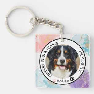 Forever in Our Hearts Pet Memorial Pastel Glitter Key Ring