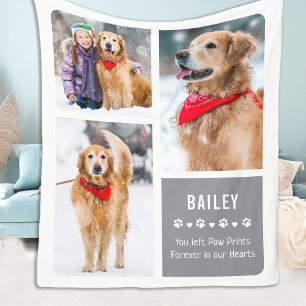 Forever in our Hearts Pet Memorial Photo Collage Fleece Blanket