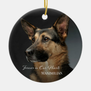 Forever in Our Hearts Pet Memorial Photo Keepsake Ceramic Ornament