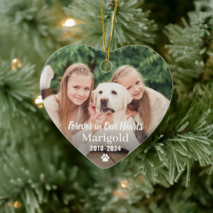 Forever in Our Hearts Pet Memorial Photo Keepsake Ceramic Ornament