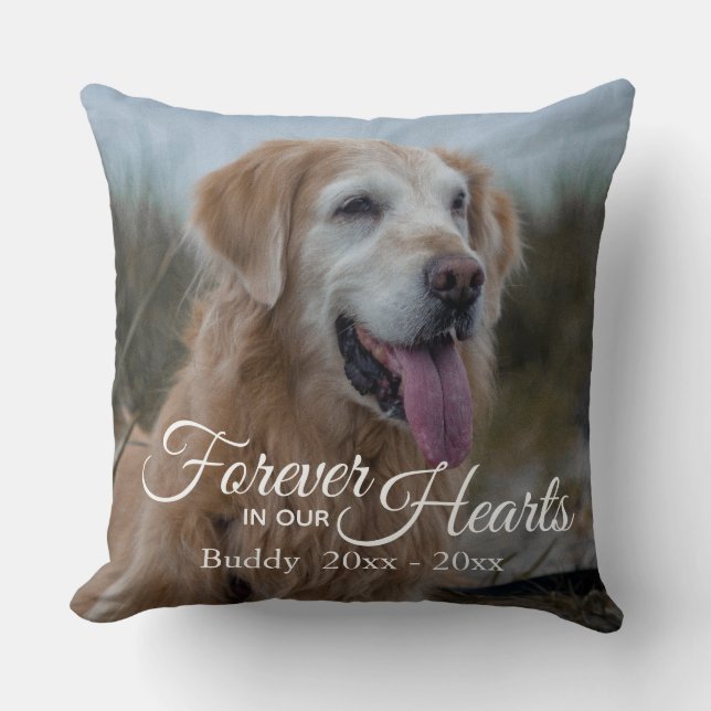 Forever in our Hearts Pet Photo Memorial Throw Pil Cushion (Front)