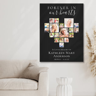 Forever in Our Hearts Photo Collage Black Canvas Print