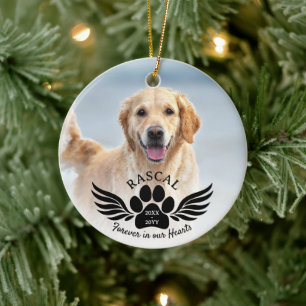 Forever in our Hearts Photo Dog Pet Memorial Ceramic Ornament