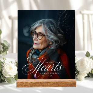 "Forever in Our Hearts" Photo Funeral Memorial Acrylic Sign