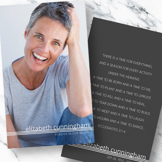 Forever In Our Hearts Photo Funeral Memorial Card (Creator Uploaded)