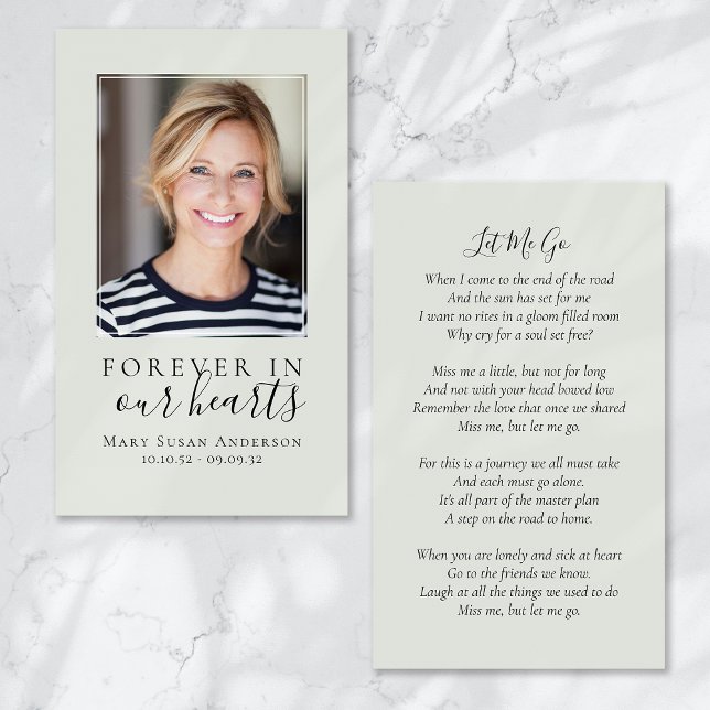 Forever in Our Hearts Photo Funeral Memorial Card (Creator Uploaded)