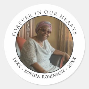 Forever In Our Hearts Photo Funeral Memorial Classic Round Sticker
