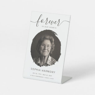 Forever in Our Hearts Photo Funeral Pedestal Sign