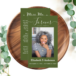 Forever in Our Hearts Photo Funeral Prayer Business Card