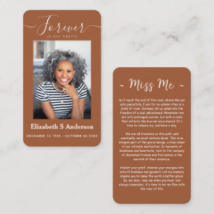 Forever in Our Hearts Photo Funeral Prayer Card