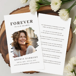 Forever in Our Hearts Photo Funeral Prayer Card
