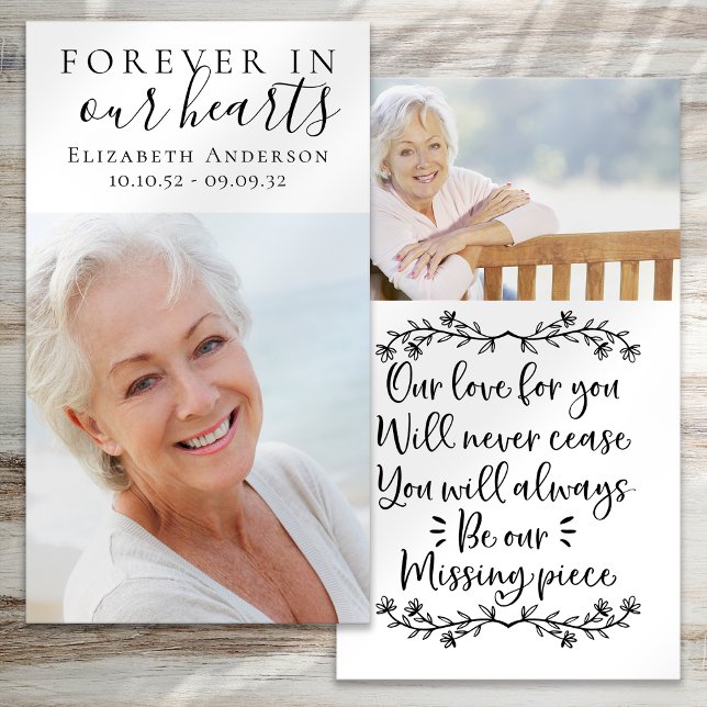 Forever in Our Hearts Photo Funeral Prayer Card (Creator Uploaded)