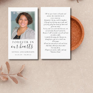 Forever in Our Hearts Photo Funeral Prayer Card