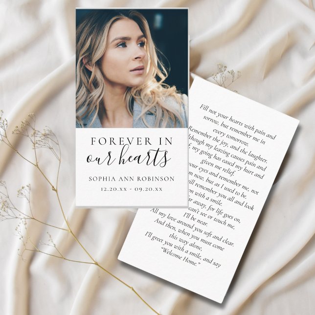 Forever in Our Hearts Photo Funeral Prayer Card (Creator Uploaded)