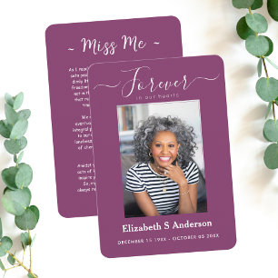 Forever in Our Hearts Photo Funeral Prayer Card