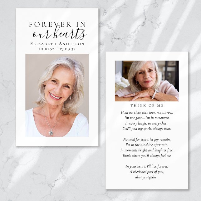 Forever in Our Hearts Photo Funeral Prayer Card (Creator Uploaded)