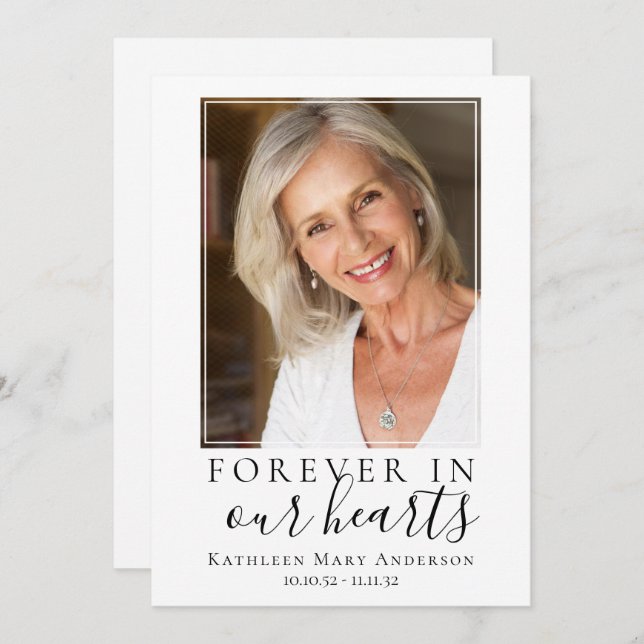 Forever in Our Hearts Photo Funeral Prayer Card (Front/Back)