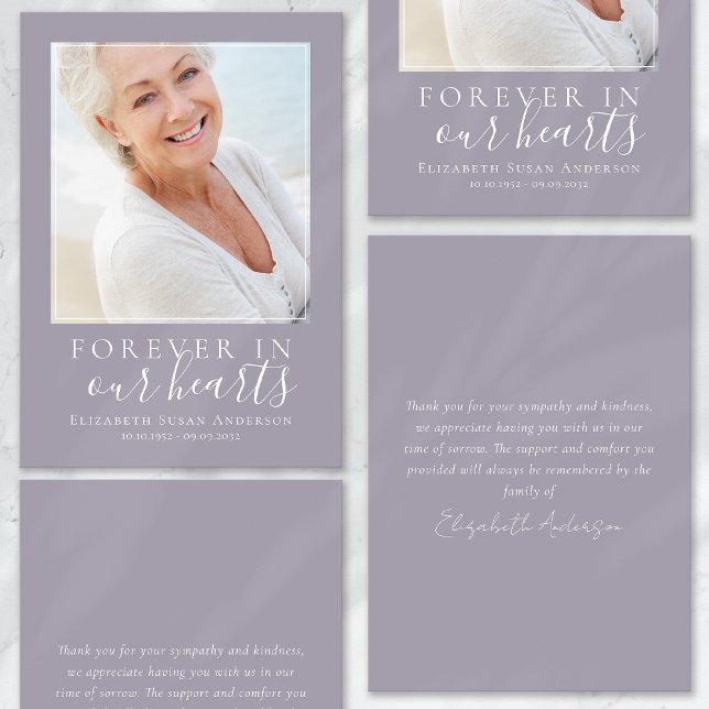 Forever in Our Hearts Photo Funeral Thank You Card (Creator Uploaded)