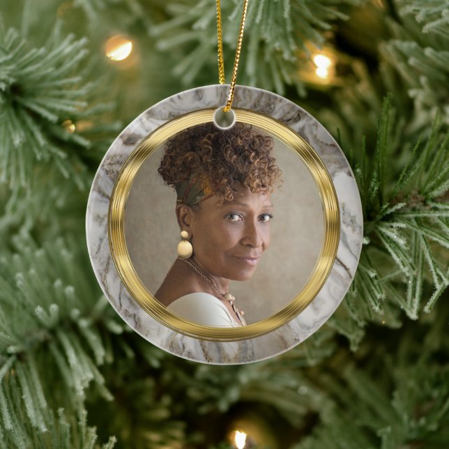 Forever in Our Hearts Photo Keepsake Ceramic Ornament (Tree)