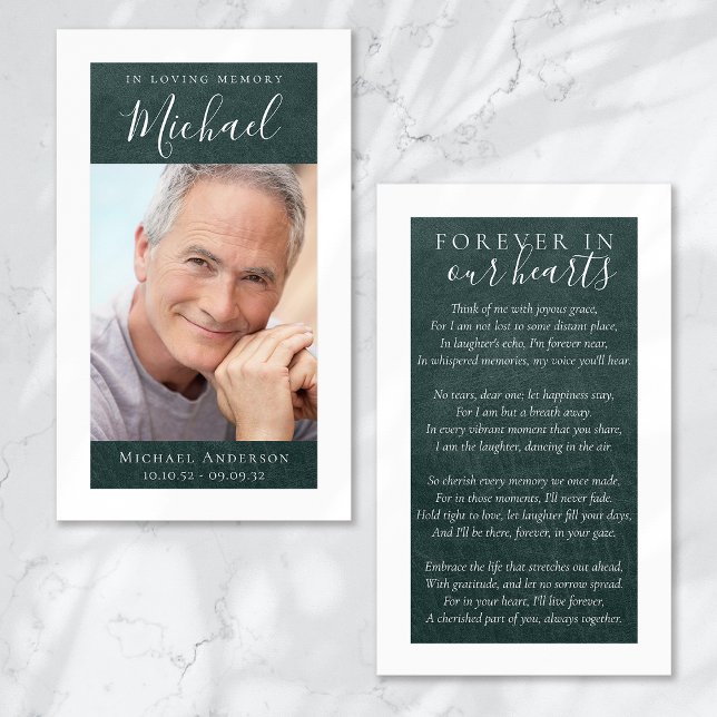 Forever in Our Hearts Photo Memorial Card (Creator Uploaded)