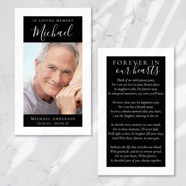 Forever in Our Hearts Photo Memorial Card (Creator Uploaded)