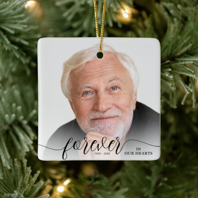 Forever in our Hearts Photo Memorial Ceramic Ornament (Tree)