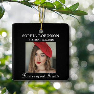 Forever in our Hearts Photo Memorial Christmas Ceramic Ornament