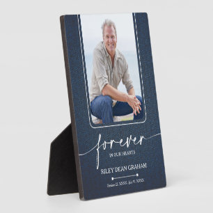 Forever in our Hearts Photo Memorial Denim Plaque