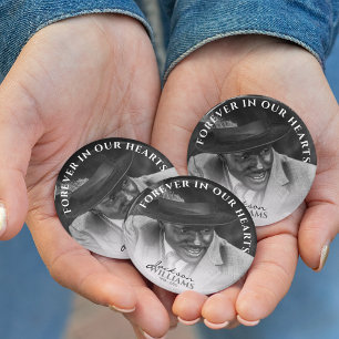 Forever In Our Hearts   Photo Memorial Funeral 7.5 Cm Round Badge
