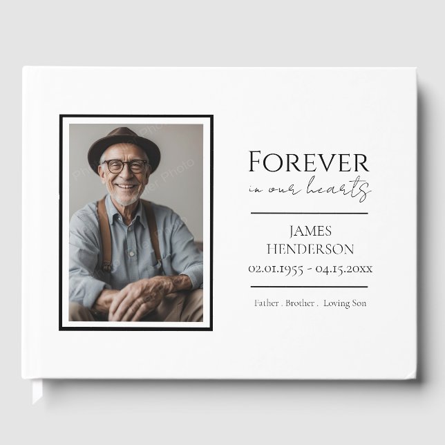 Forever in Our Hearts Photo Memorial Guest Book (Front)