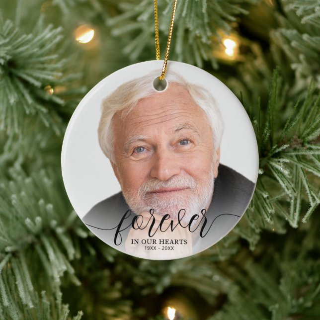 Forever in our Hearts Photo Memorial Keepsake Ceramic Ornament (Tree)