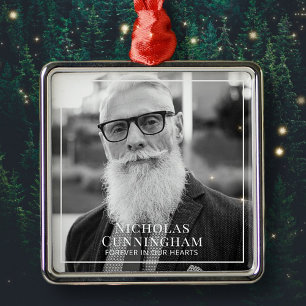 Forever In Our Hearts Photo Memorial Keepsake Metal Ornament