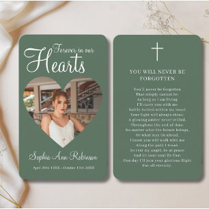 Forever in Our Hearts Photo Memorial Prayer Card