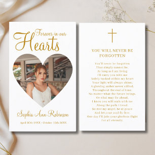 Forever in Our Hearts Photo Memorial Prayer Card