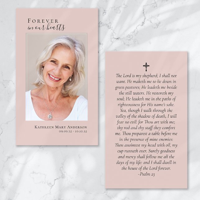 Forever in Our Hearts Photo Memorial Prayer Card (Creator Uploaded)