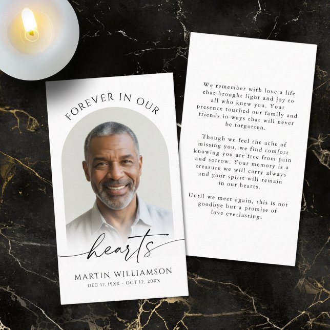 Forever In Our Hearts Photo Modern Prayer Cards (Creator Uploaded)